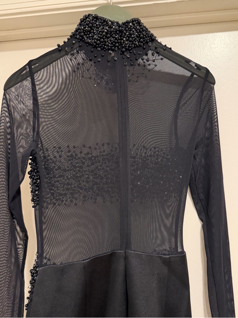 Sau Lee Po Gown Black Sheer Beaded Long Sleeve Dress Size 2 NEW! New With tags! - Picture 11 of 13